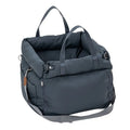 Portable cloth car kennel for cats in dark blue, size 55cm long by 50cm wide by 45cm high.