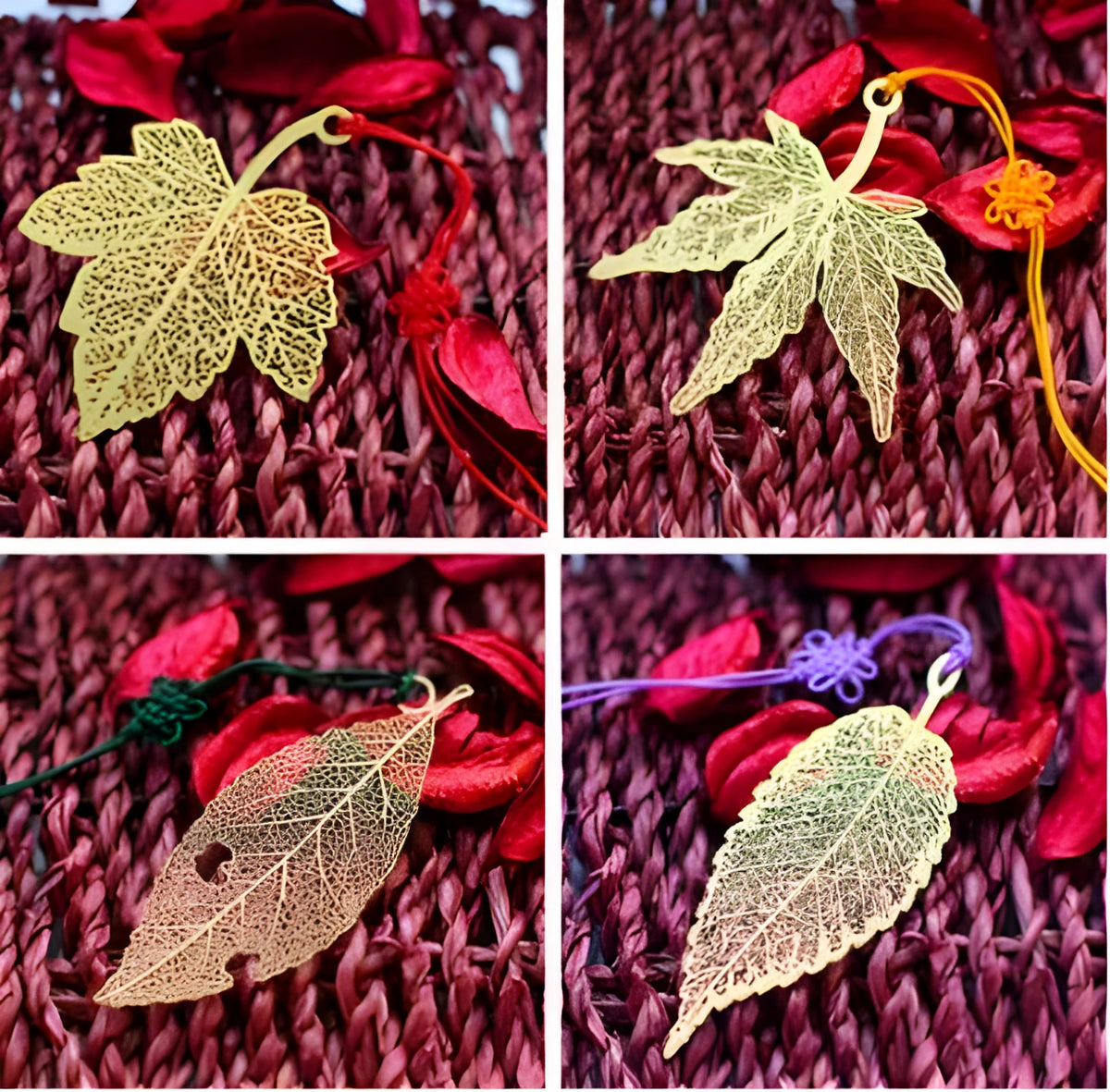Gold brass hollow metal bookmark with leaf and butterfly style options for books and stationery