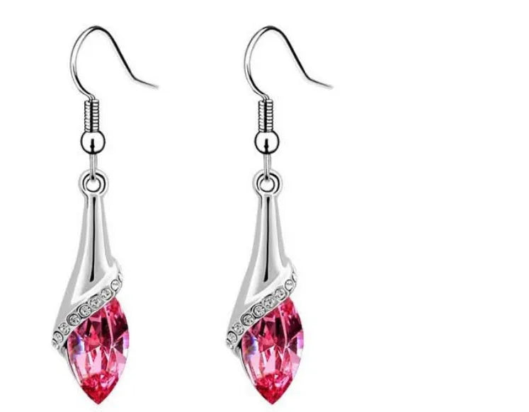 Three-piece Angel Elf jewellery set with Austria crystal on alloy, including earrings, necklace and bracelet in multiple colours