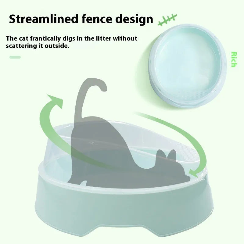 Round deodorant cat litter box in mint green or soft fog pink colour with PP plastic construction