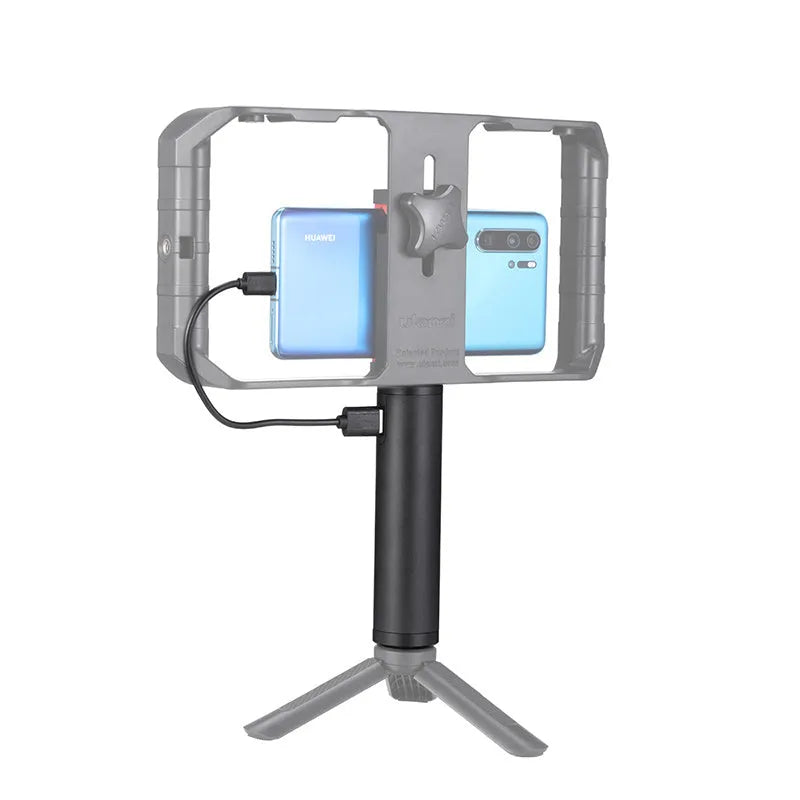 Black aluminium alloy portable charging handle with integrated carry handle, showing compact size.