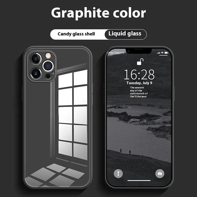 White tempered glass drop-resistant phone case with simple painting finish for iPhone 11 to 15 series