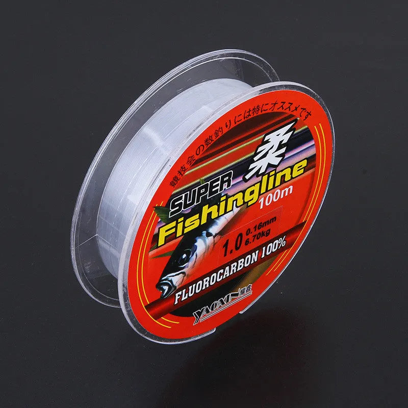100-metre spool of transparent high-horsepower nylon fishing line for sea and freshwater rod fishing
