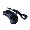 Black Sega USB wired game controller for PC on a plain background.