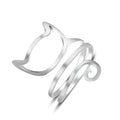 925 sterling silver adjustable cat outline ring, 11 x 17 mm silver ring, 6g, with velvet bag