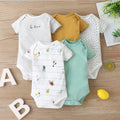 Unisex short sleeve cotton cartoon jumpsuit for babies and toddlers in summer, sizes 6M to 24M
