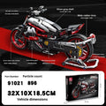 Motorcycle model ornament made from children's sectional building blocks in colour 1021, size 32x10x8.5cm