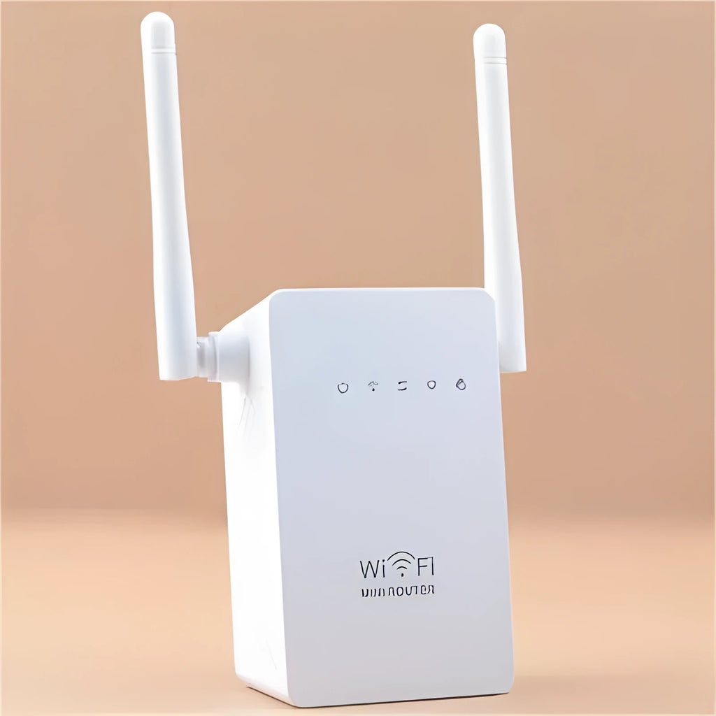 Dual antenna dual network port WiFi repeater with RJ-45 cable for home or hotel network extension
