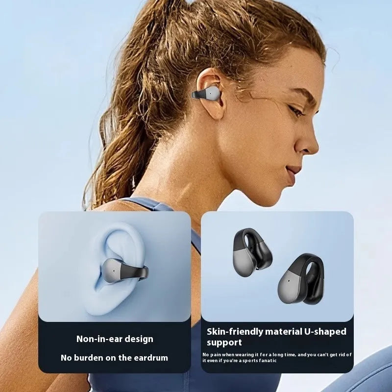 Wireless bone conduction Bluetooth headset in black for running sports open ear non in-ear design