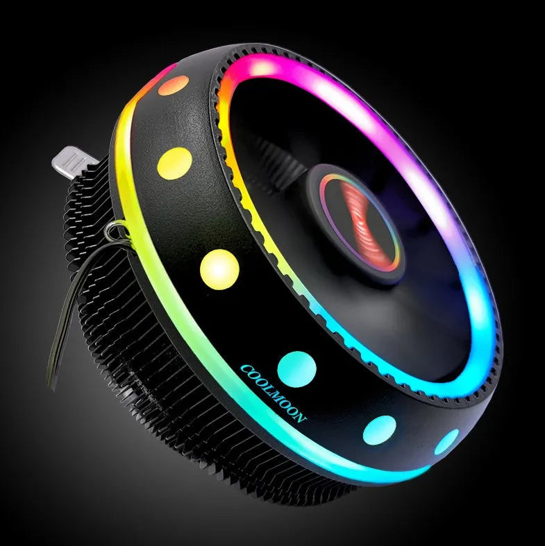 Colour-changing computer cooling CPU fan with aluminium heat sink black finish