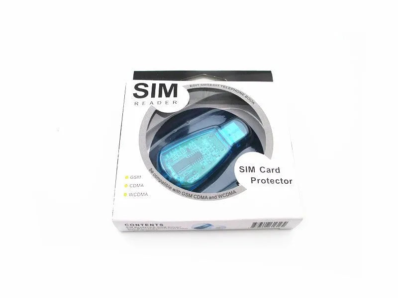 Blue USB 2.0 mobile phone SIM card reader for data transfer and backup
