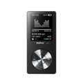 Compact gold metal MP3 player with a 1.8-inch screen showing a music menu.
