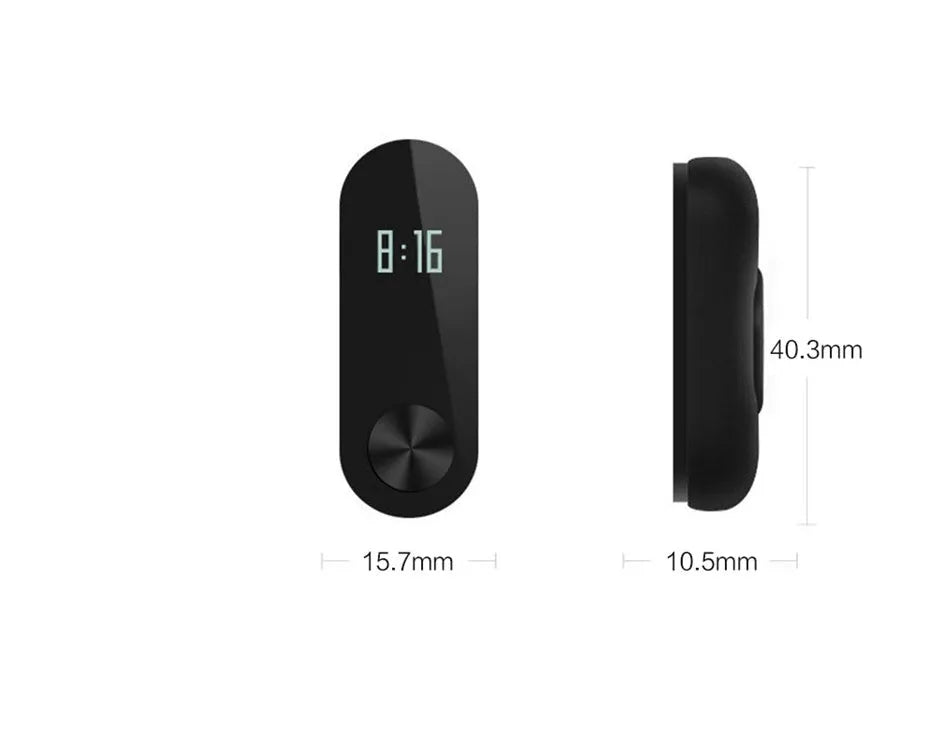 Xiaomi Mi Band 2 black fitness tracker with OLED display on adjustable wrist strap