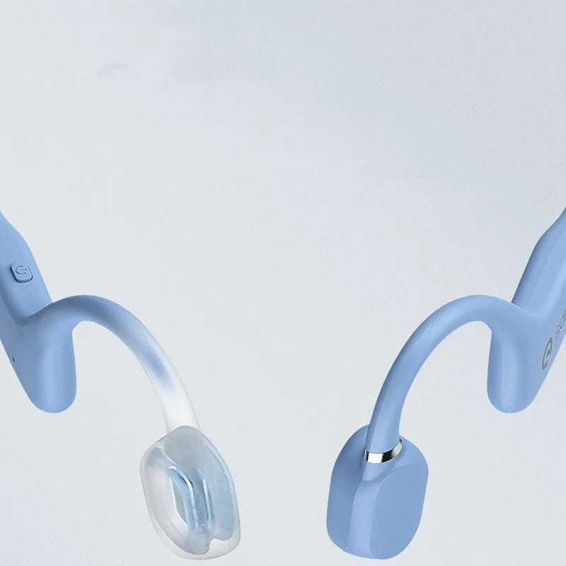 Bone conduction Bluetooth headphones with a neckband, shown in one of six available colours.