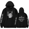 Men's angel and devil cartoon print hoodie in polyester cotton blend with full sleeves and O-neck collar