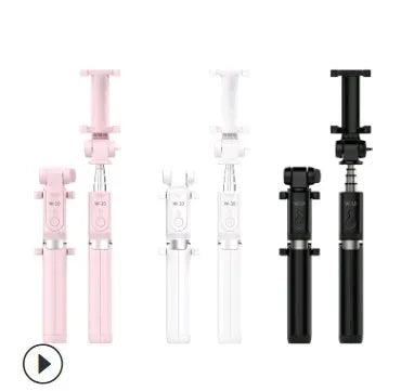 Aluminium alloy Bluetooth selfie stick with tripod and remote control for mobile phones.