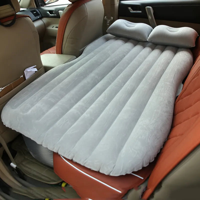 Ultra-thickened flocking cloth car inflatable bed with two pillows and storage bag