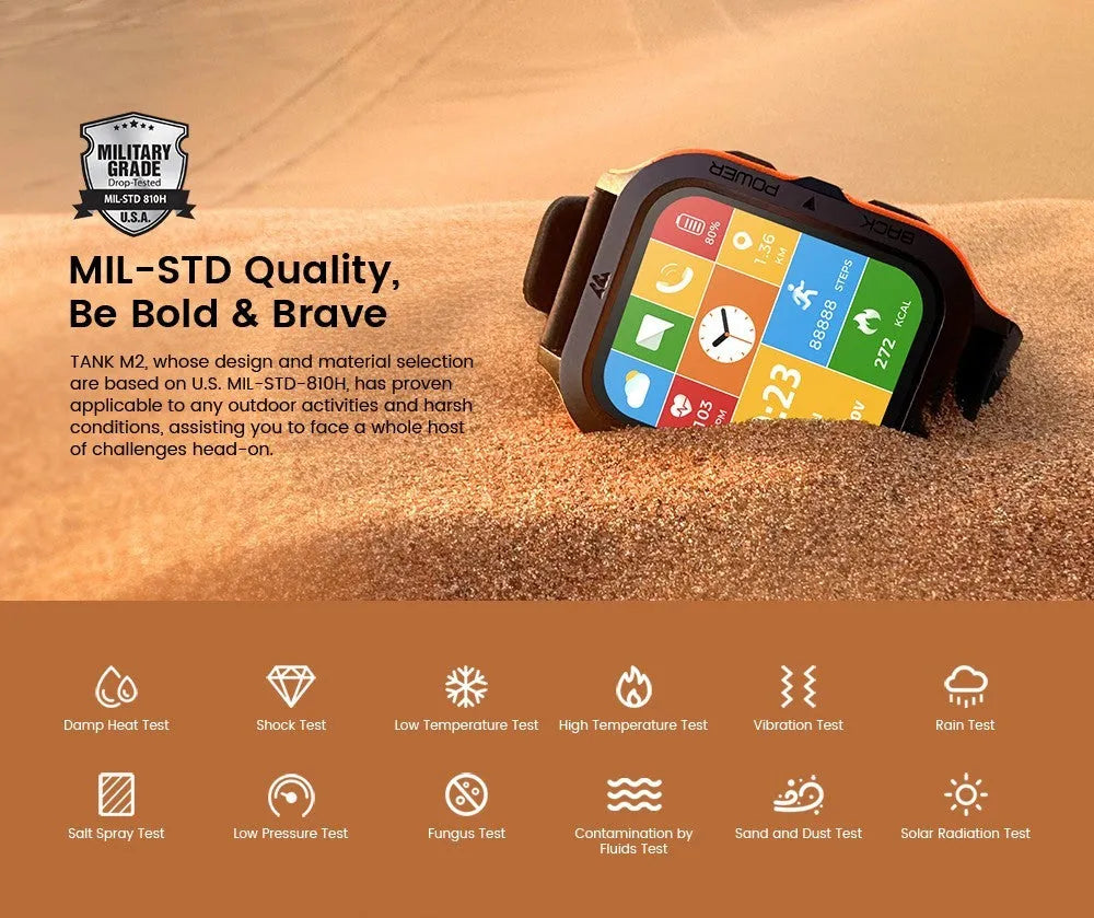 Waterproof smart watch with 1.85 inch IPS screen, Bluetooth calling, 22 mm strap, Black Orange Red options