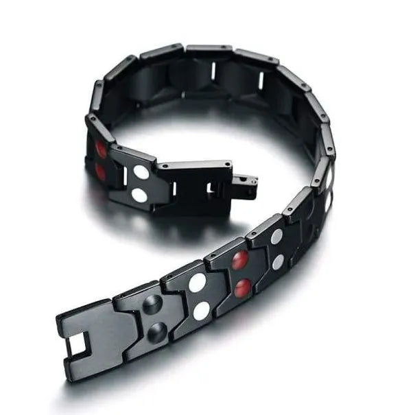 Health Energy 4 IN 1 Magnetic Titanium Bracelet black 210mm with 2500GS neodymium magnets