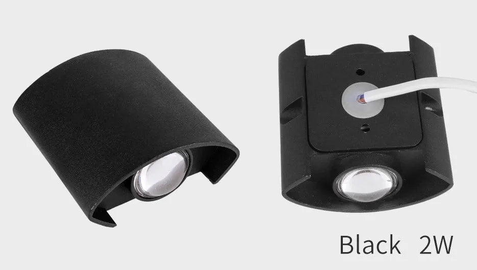 Waterproof LED wall lamp aluminium housing black white 2W 4W 6W warm cold white outdoor