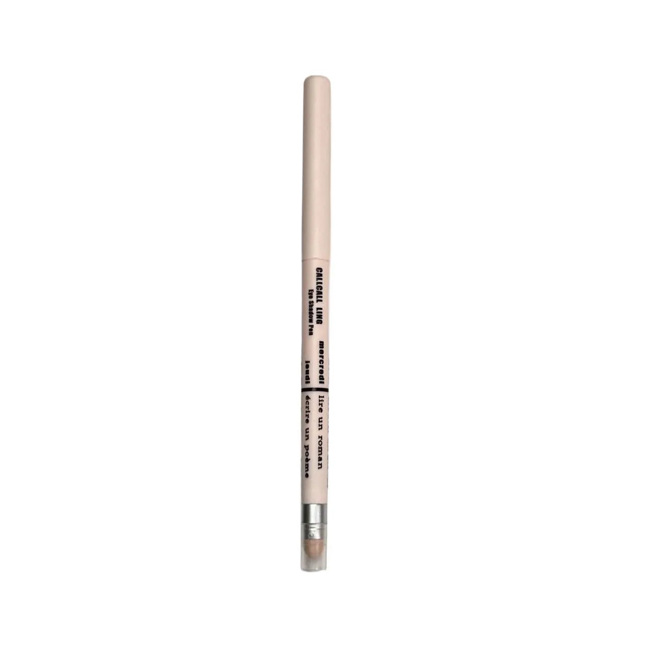 Waterproof 2-in-1 eye shadow pen showing various shades including gold, purple, and brown.