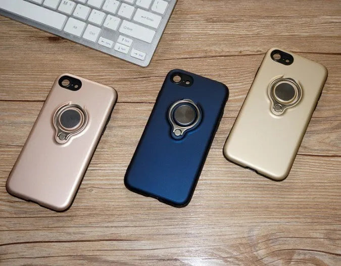Magnetic back cover case for Apple iPhone in solid colours: black, blue, gold, red, and rose gold.
