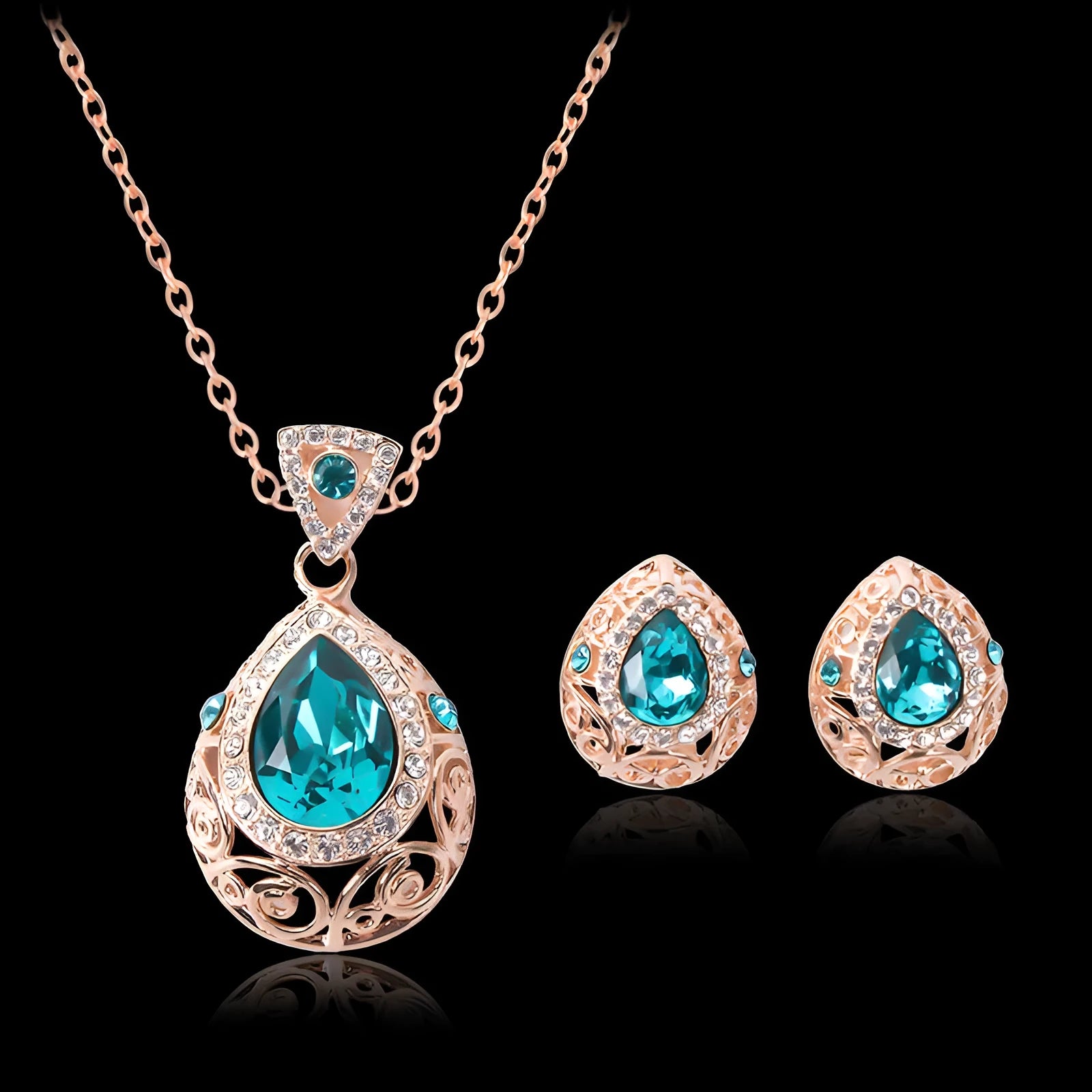 Hollow pattern alloy jewelry set in picture colour for women
