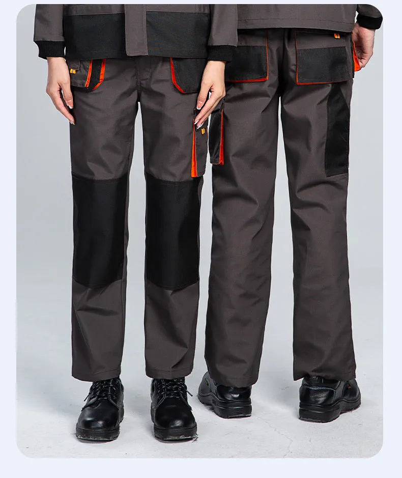 Men's dark grey multi-pocket cargo pants with large pocket, polyester moisture-absorbing fabric, sizes S-5XL