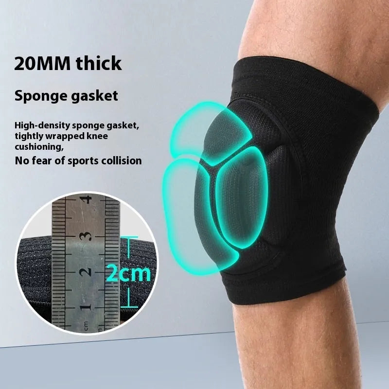 A pair of thick black and blue sponge kneepads for dance and sports knee protection.
