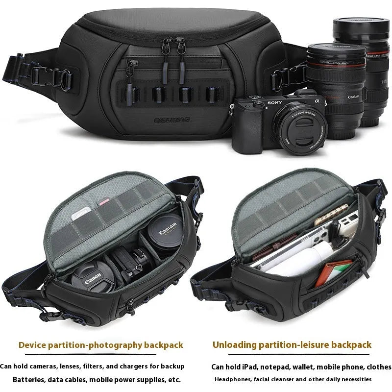 Black waterproof Oxford cloth shoulder camera bag for DSLR and video equipment