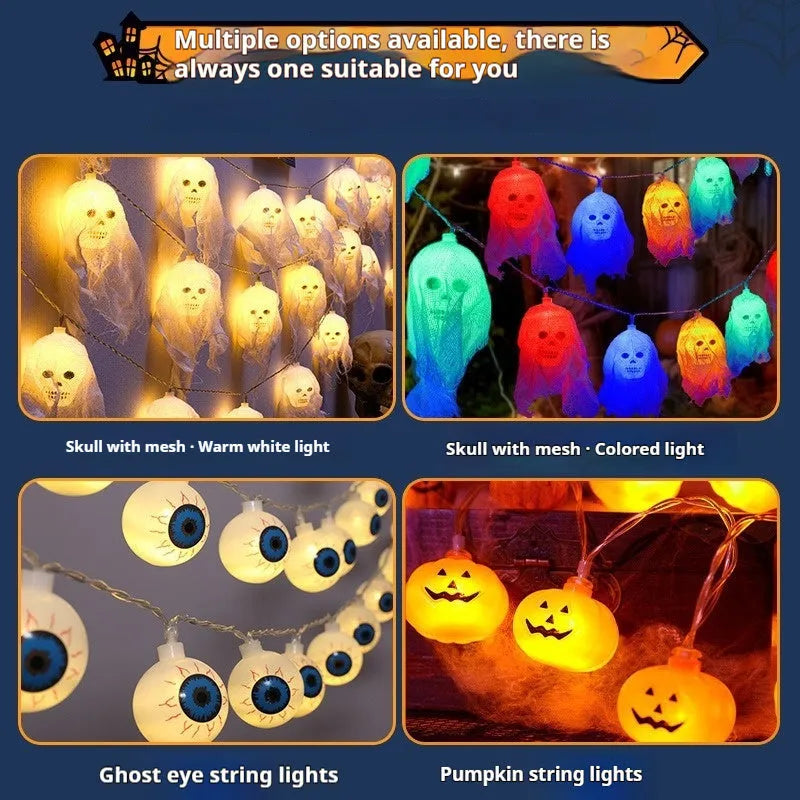 Halloween coloured lights with battery box for indoor wall decoration in plastic housing