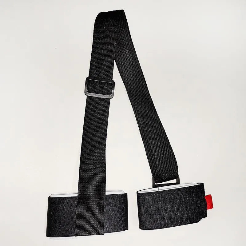 Fixed sewing skiing bandage strap with hook and loop closure in black, blue, pink, or red.
