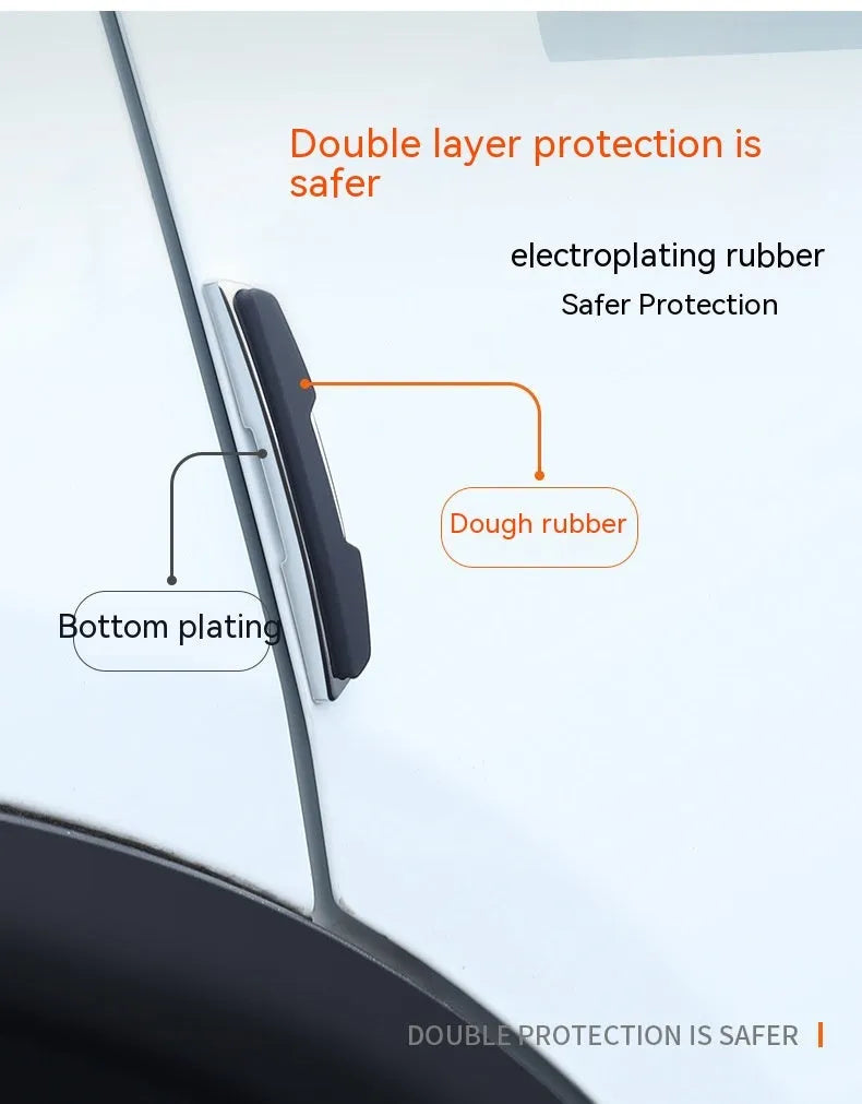 Black silicone car door side bumper protection strips, four-piece set