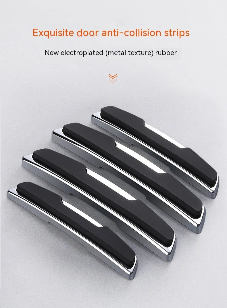 Black silicone car door side bumper protection strips, four-piece set