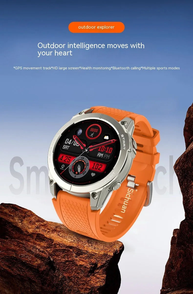 S53 Outdoor GPS Sports Smart Watch with black silicone wristband and zinc alloy frame