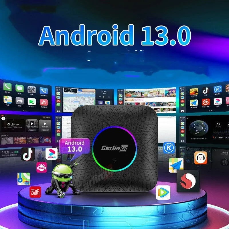 CarPlay wireless conversion box with Android 13.0 system measuring 78.6mm square