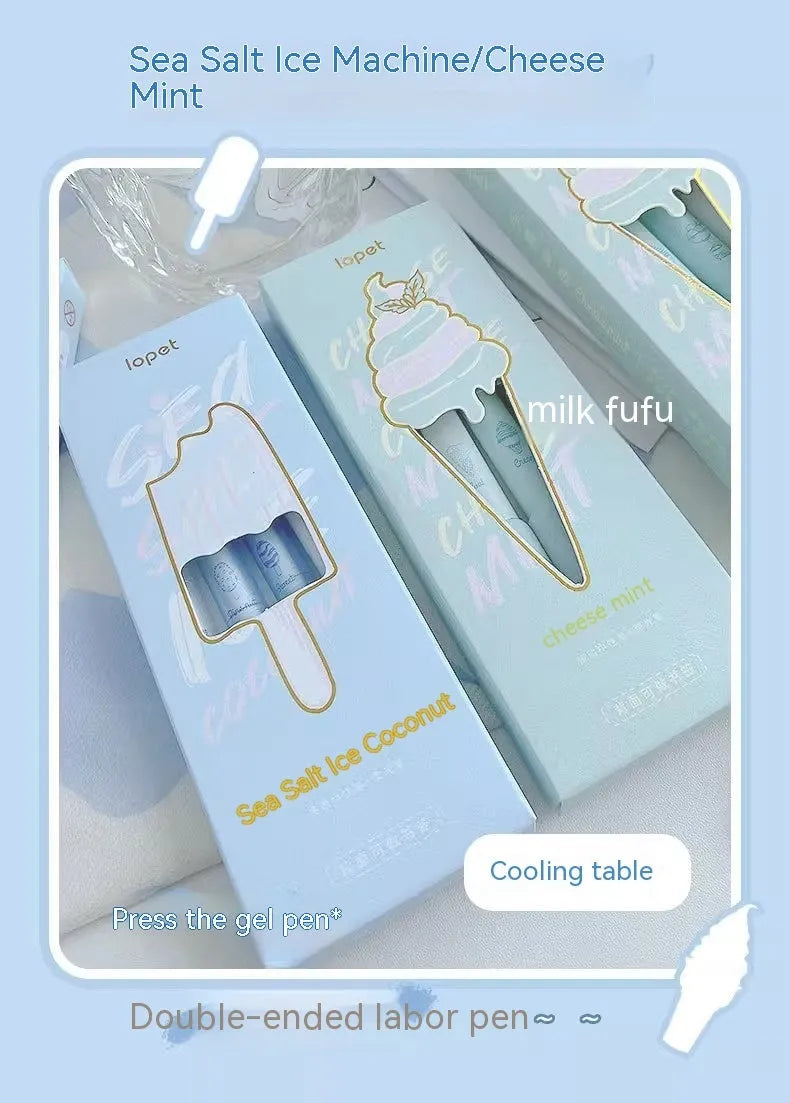 Four double-headed calligraphy and highlighter pens with 0.5mm sponge tips in mint and blue colours.