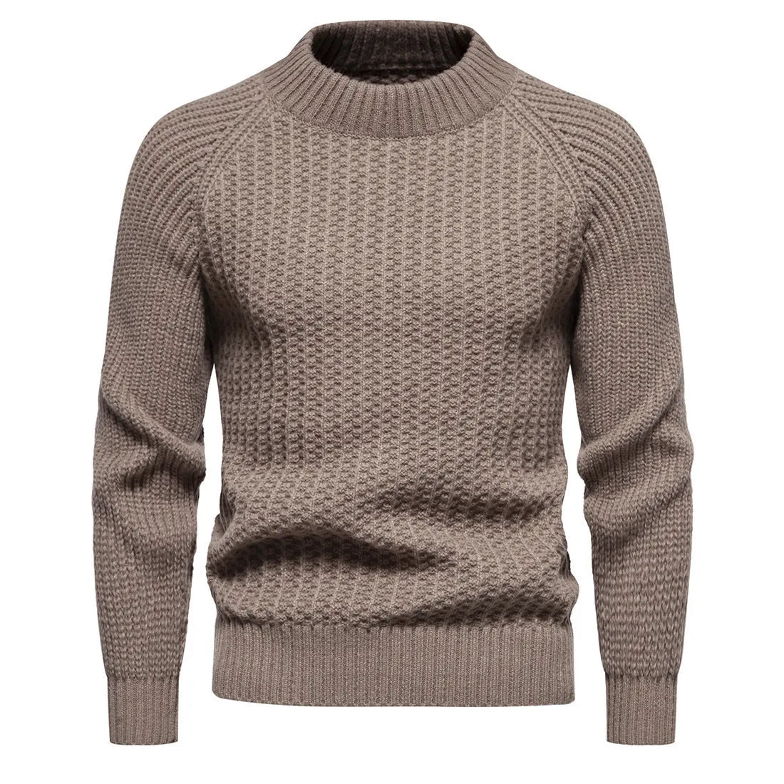 Men's casual loose fit solid colour round neck long sleeve sweater in dark gray
