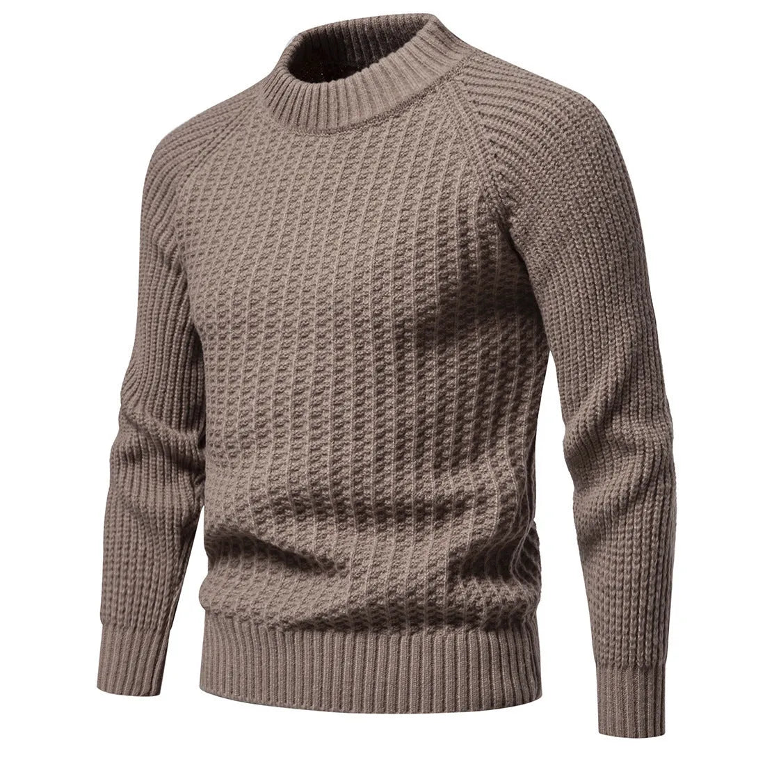 Men's casual loose fit solid colour round neck long sleeve sweater in dark gray