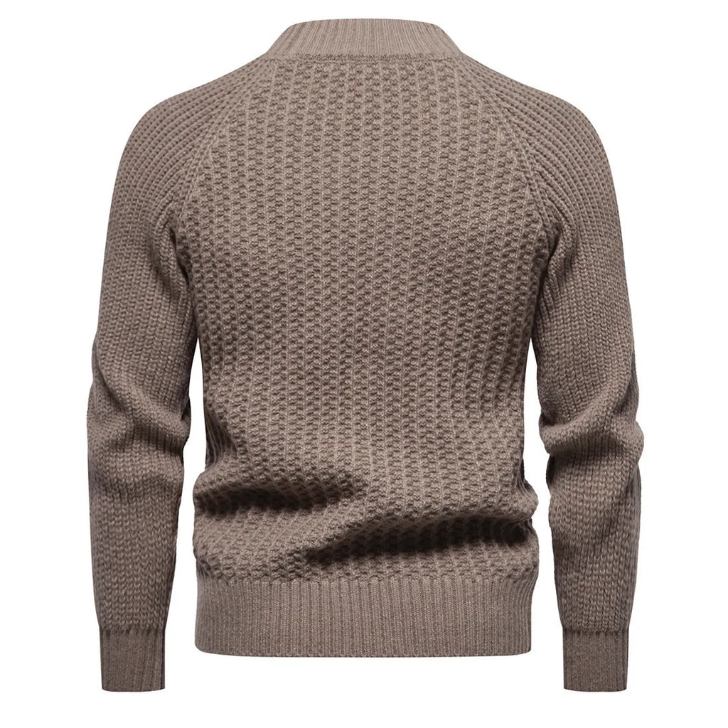 Men's casual loose fit solid colour round neck long sleeve sweater in dark gray
