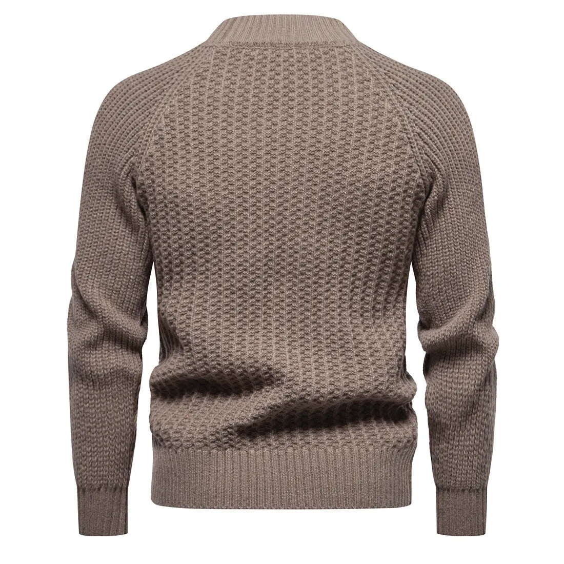Men's casual loose fit solid colour round neck long sleeve sweater in dark gray