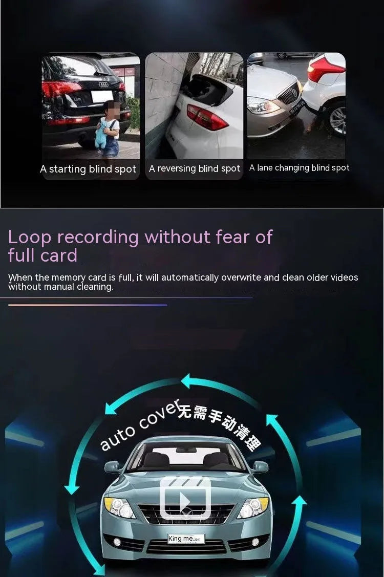 Dual-lens HD driving recorder with 3.5-inch screen mounted on car dashboard
