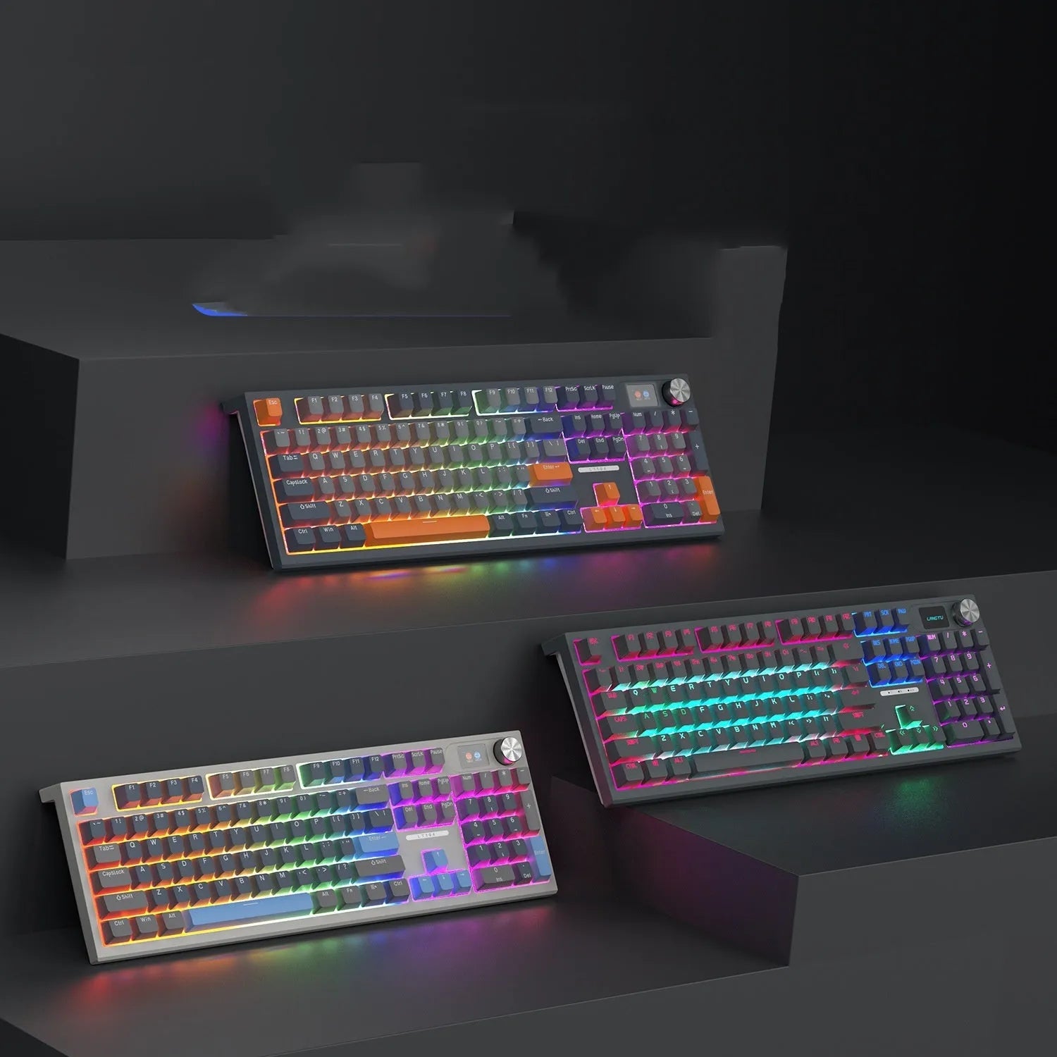 Bluetooth wireless three-mode mechanical keyboard with ABS construction and Type-C cable