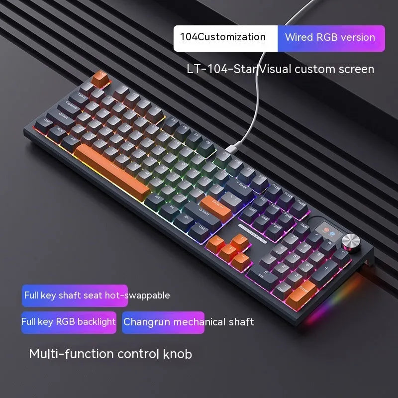 Bluetooth wireless three-mode mechanical keyboard with ABS construction and Type-C cable