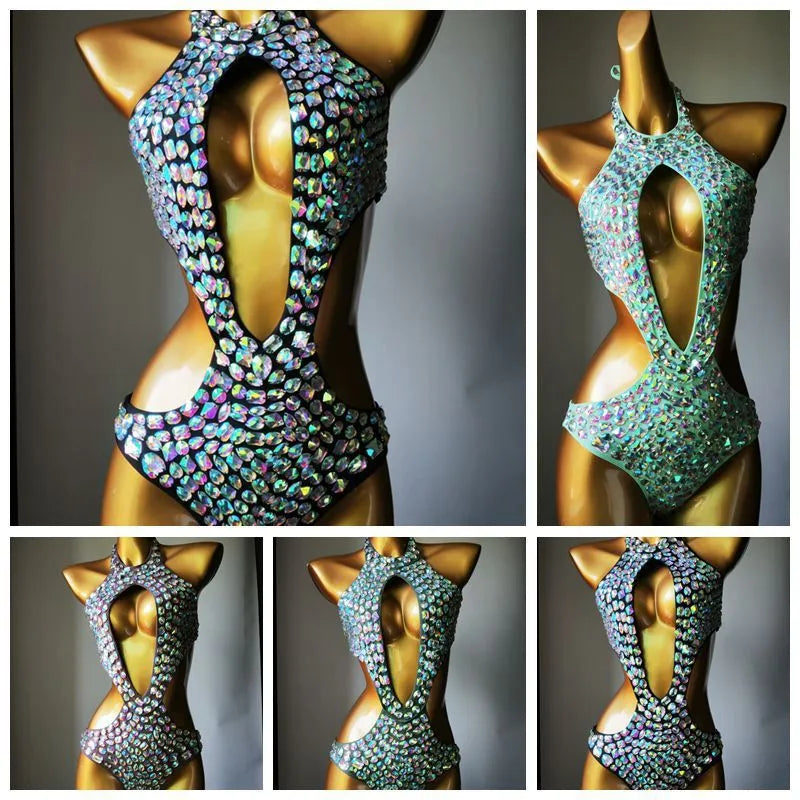 Women's one-piece swimsuit with diamond mesh pattern in four colour options