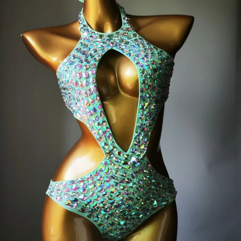 Women's one-piece swimsuit with diamond mesh pattern in four colour options