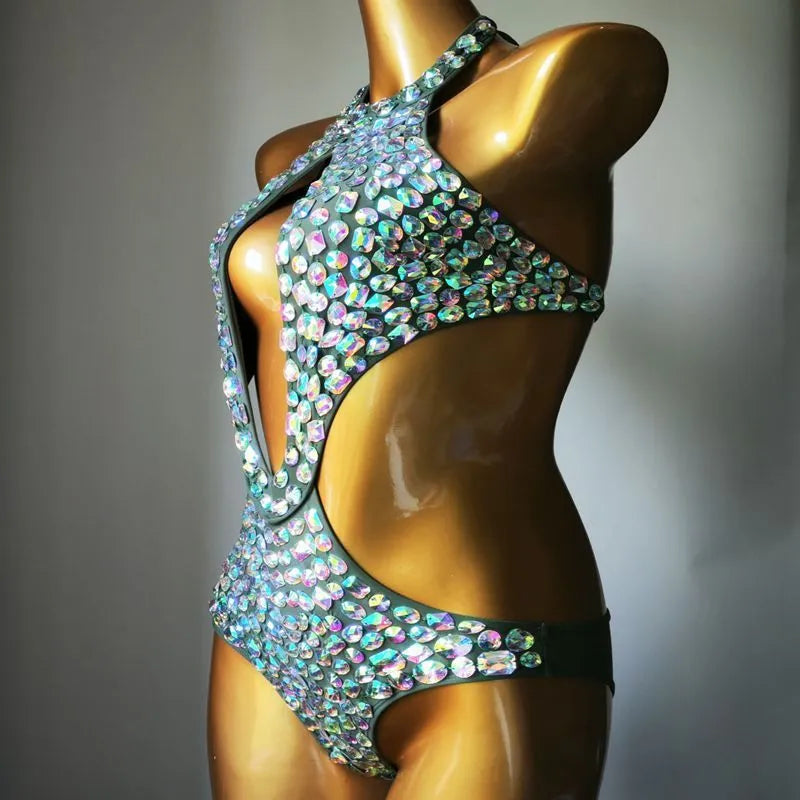 Women's one-piece swimsuit with diamond mesh pattern in four colour options
