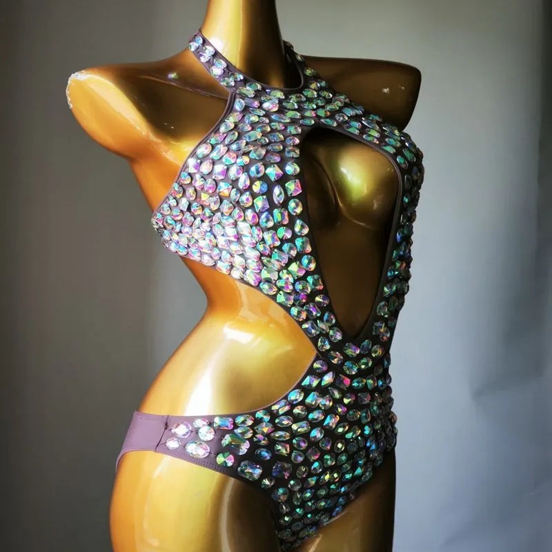 Women's one-piece swimsuit with diamond mesh pattern in four colour options