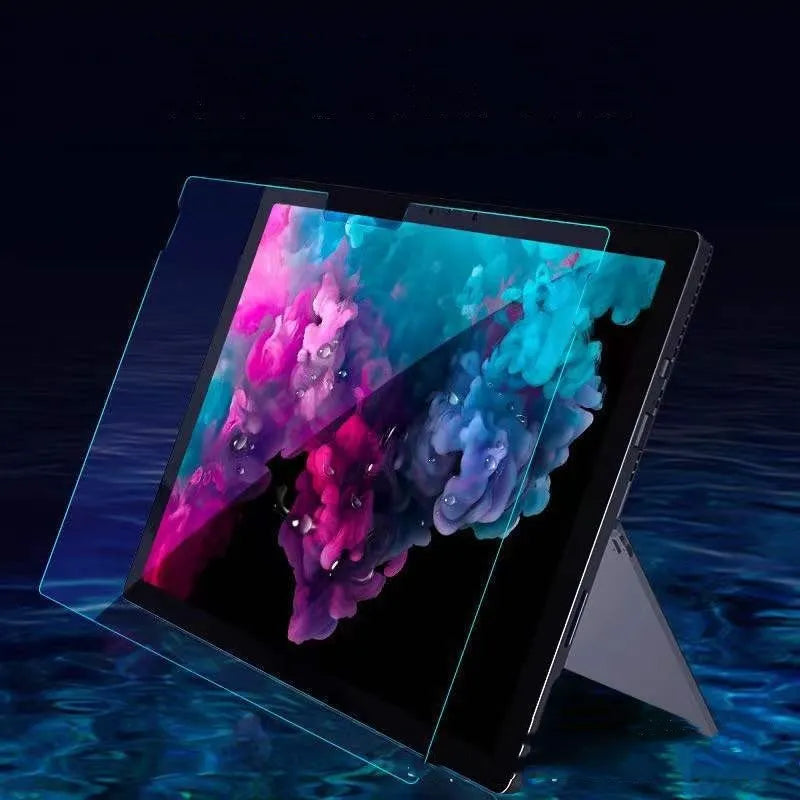 Tempered glass screen protector for Microsoft Surface laptop showing HD clarity and straight edge design