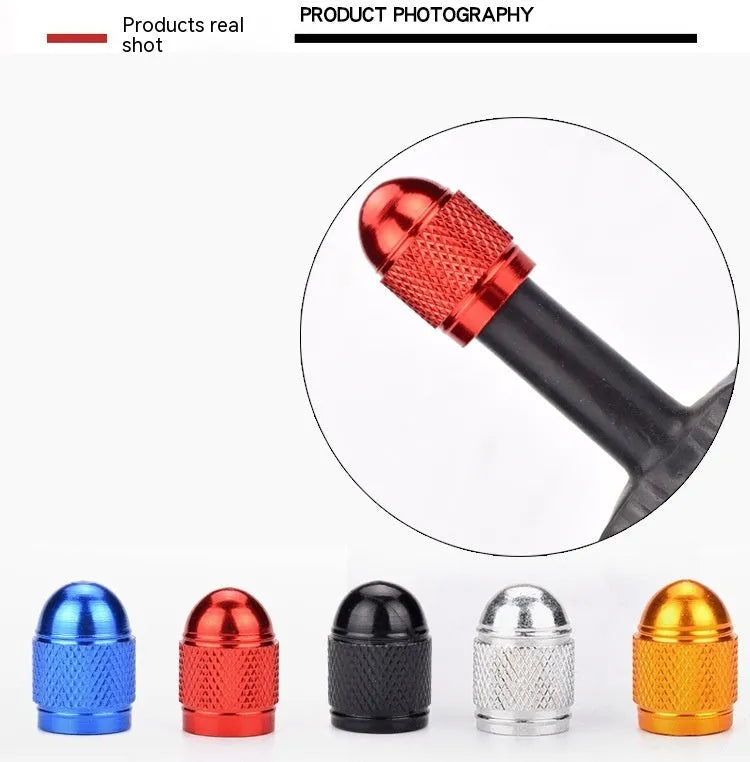 Aluminium alloy mountain bike tyre valve cap in a choice of five colours